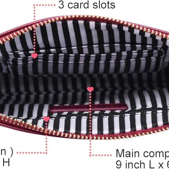 Vegan Clutch Bag Faux Leather Compact Multi-Use Evening Purse - Picture 4 of 6